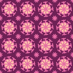 seamless pattern with pink flowers. kawaii design. 