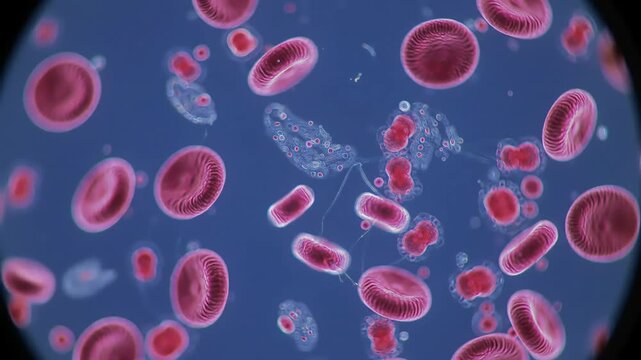 Blood Cells and Aggregates Microscopic View