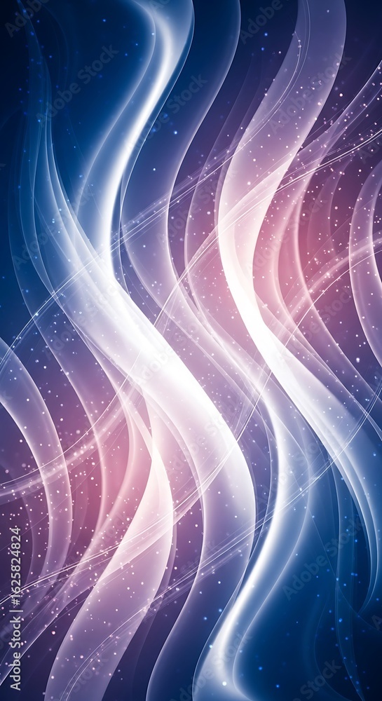 Poster elegant shimmering waves in cool blue and soft pink create a visually captivating abstract flow