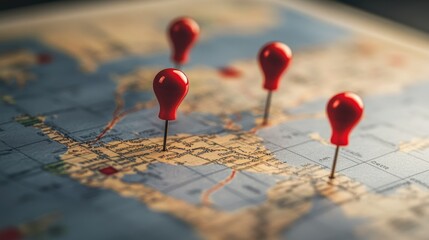 Plan your schedule with red pins on a calendar. Set reminders to stay organized for meetings or travel with an easy-to-use planner.