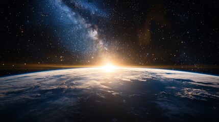 Naklejka premium Stunning Earth from space! From our planet to stars and the Milky Way, our home is a breathtaking sight.