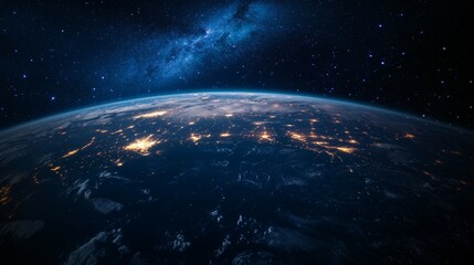 Obraz premium Stunning Earth from space! From our planet to stars and the Milky Way, our home is a breathtaking sight.