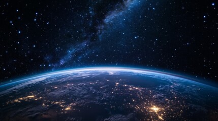 Fototapeta premium Stunning Earth from space! From our planet to stars and the Milky Way, our home is a breathtaking sight.
