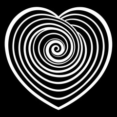 black and white heart shape