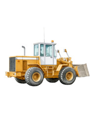 Fototapeta premium Bulldozer Machine on Job: A heavy-duty bulldozer machine, painted in vibrant yellow, stands ready to tackle the day's tasks, a symbol of construction and industry might.