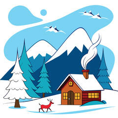 winter landscape with house