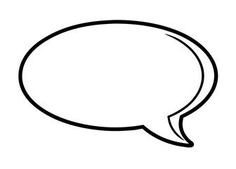 Simple black and white speech bubble with a thick outline and a tail pointing to the lower right side created with generated ai