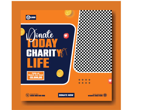 Donate today save a life charity campaign social media post with image placeholder