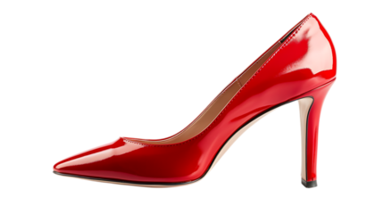 Elegant red high heel shoe, a classic and trendy accessory for a glamorous party or special occasion, isolated on transparent background