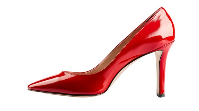Elegant red high heel shoe, a classic and trendy accessory for a glamorous party or special occasion, isolated on transparent background