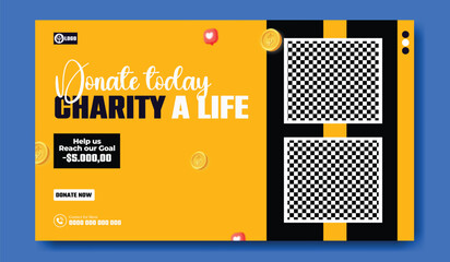 Donate today and change a life with this vibrant charity advertisement template