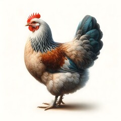 Fototapeta premium Beautifully detailed rooster standing proudly isolated on white background