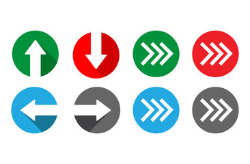 vector set of arrows in colorful circle on transparent background, right up down forward back or next arrow vector illustration svg high resolution © SyedDesigner