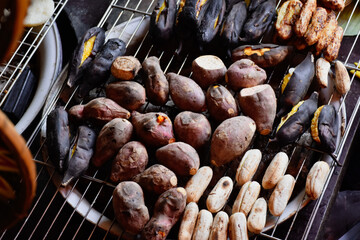 grilled sausages on the grill