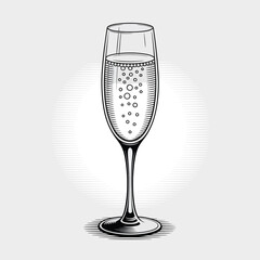 Elegant hand drawn sketch of a champagne flute filled with bubbly drink © ariyan