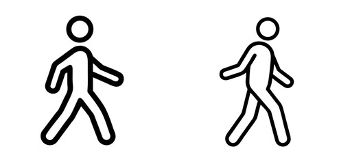 Single Man Walking Outline Vector Icon