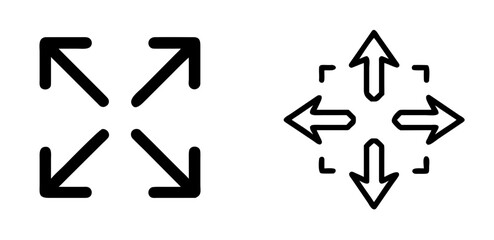 Fototapeta premium Spread Outward Arrows Outline Vector Icon