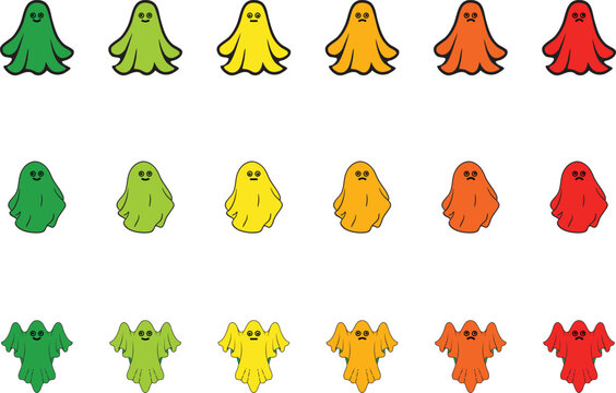 Gradient Ghost Icons Set on White Background