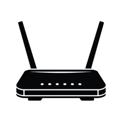 Fototapeta premium Black silhouette of a wireless internet router with two antennas