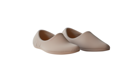 Elegant beige slipon shoes isolated on transparent background, a stylish and comfortable footwear choice for casual wear, perfect for indoor use and showcasing modern design