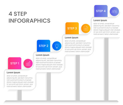 This clean and colorful business process template features 4 easy-to-follow steps, making it perfect for websites or presentations. Designed for clarity and impact, it helps illustrate key process