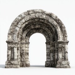 Stone archway passage with white background for travel blogs, fantasy world designs