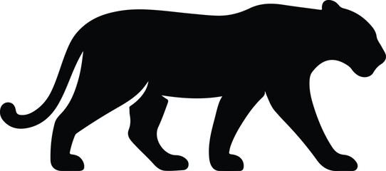 Silhouette walking panther black shape vector illustrator