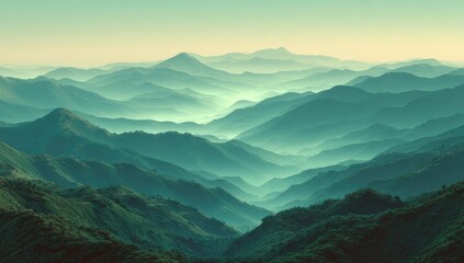 Misty mountain range panorama (1)