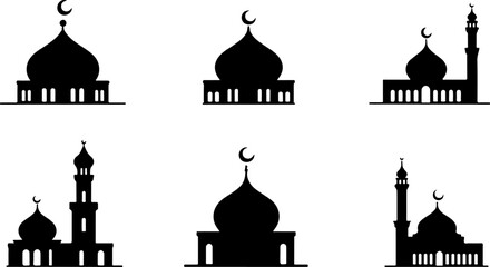 Islamic Mosque Silhouette Collection vector bundle