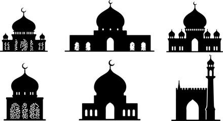 Islamic Mosque Silhouette Collection vector bundle