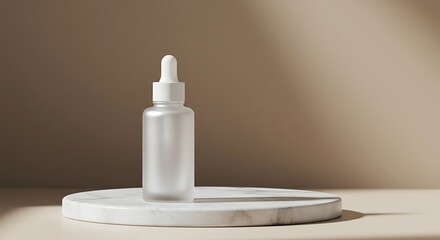 Frosted Glass Dropper Bottle on Marble Display