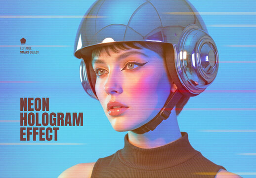 Neon Hologram Photo Effect