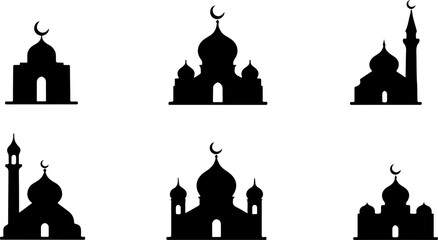 Islamic Mosque Silhouette Collection vector bundle