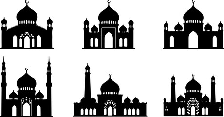 Islamic Mosque Silhouette Collection vector bundle