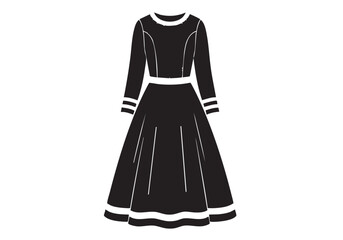 Fototapeta premium Elegant black dress with long sleeves and a flared skirt suitable for formal occasions and special events fashion vector illustration