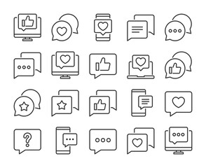 Speech bubble icons. Dialogue, chat, communication line icon set. Editable Stroke.