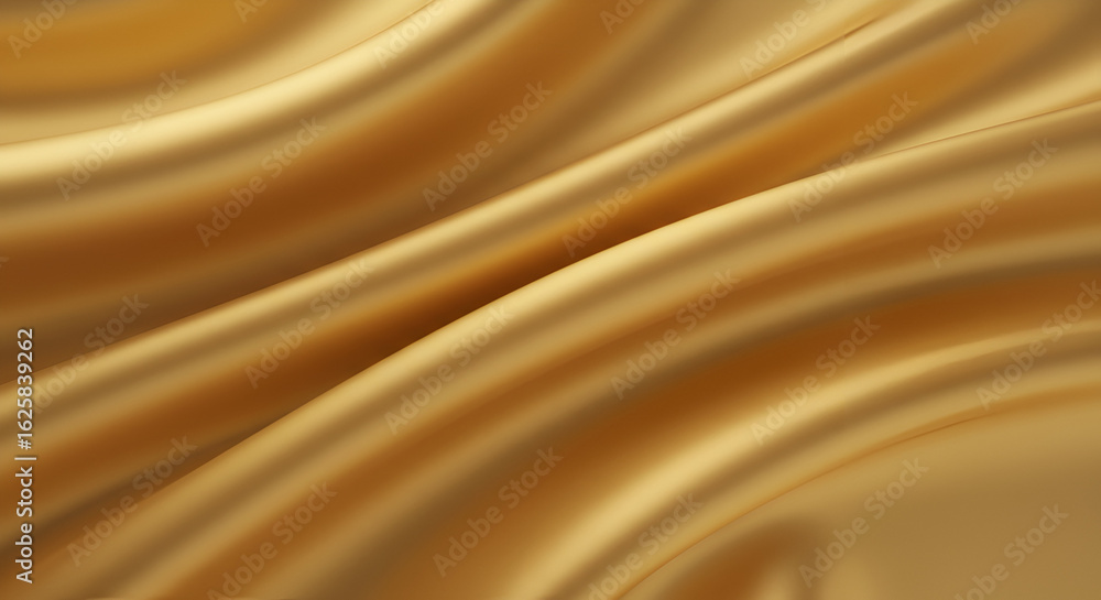 Poster elegant golden silk fabric background with flowing wave patterns and soft textures