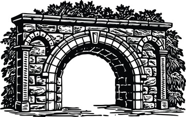 Fototapeta premium a stone arch in black and white tones in vintage style.