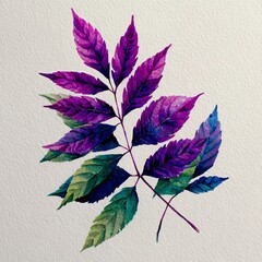 Colorful painted leaves on textured background.