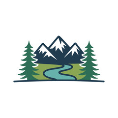 Fototapeta premium Mountain river landscape logo