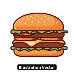 A classic double cheeseburger with lettuce and sesame seed bun, a simple vector illustration.