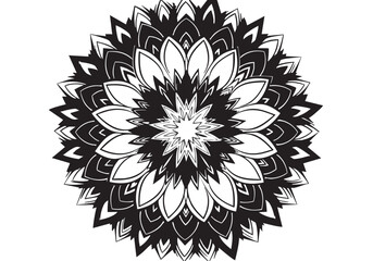 Detailed Black and White Floral Mandala Design Intricate Pattern for Coloring Books and Creative Projects Relaxation and Meditation Art Therapy Concept