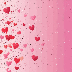 Obraz premium Romantic Hearts Confetti Valentines Day Background