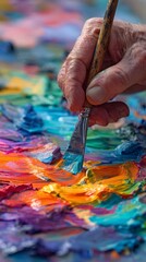 Obraz premium Artist Creating Abstract Artwork with Vibrant Colors