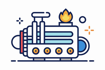 heat exchanger icon flame gas system HVAC energy industrial technology equipment power