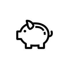 Piggy bank outline vector illustration on white background. Concept for savings goals, financial planning and investment.