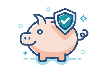 piggy bank shield icon for secure savings concept