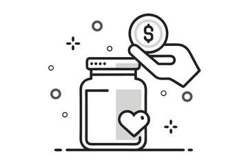 hand icon minimalist action gesture help offering contribution