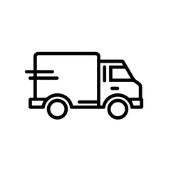 Fototapeta premium A streamlined outline of a delivery truck, conveying speed with motion lines, concept for transportation logistics, express delivery service and commercial vehicle illustration.