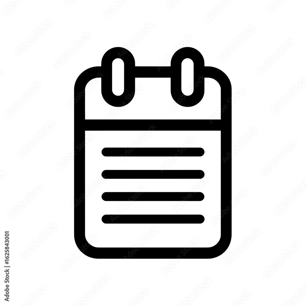 Poster calendar icon with blank pages depicted in simple line art style on white background, concept for sc